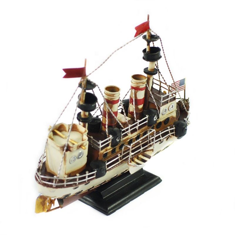 Mediterranean-Metal-Crafts-Sailing-Boat-Figurine-Ornament